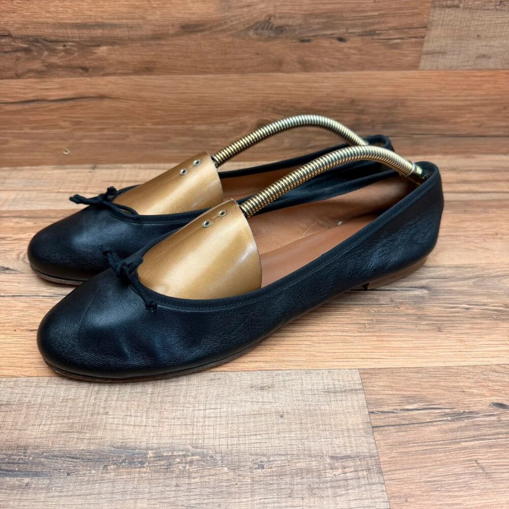 Margaux  men size 13 Eu44 Black Leather Ballet Flats Bow  Round Toe Slip On